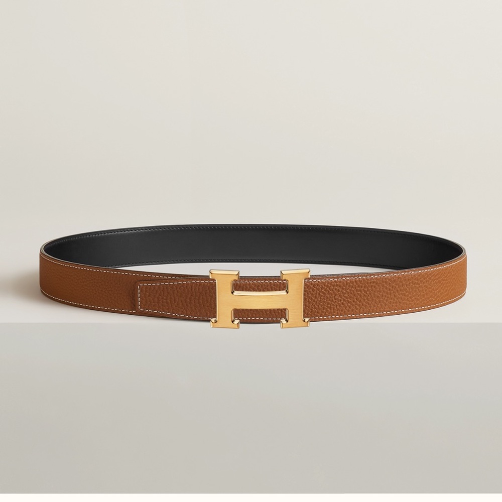HERMES worn twice H belt buckle & Reversible leather strap 34 mm